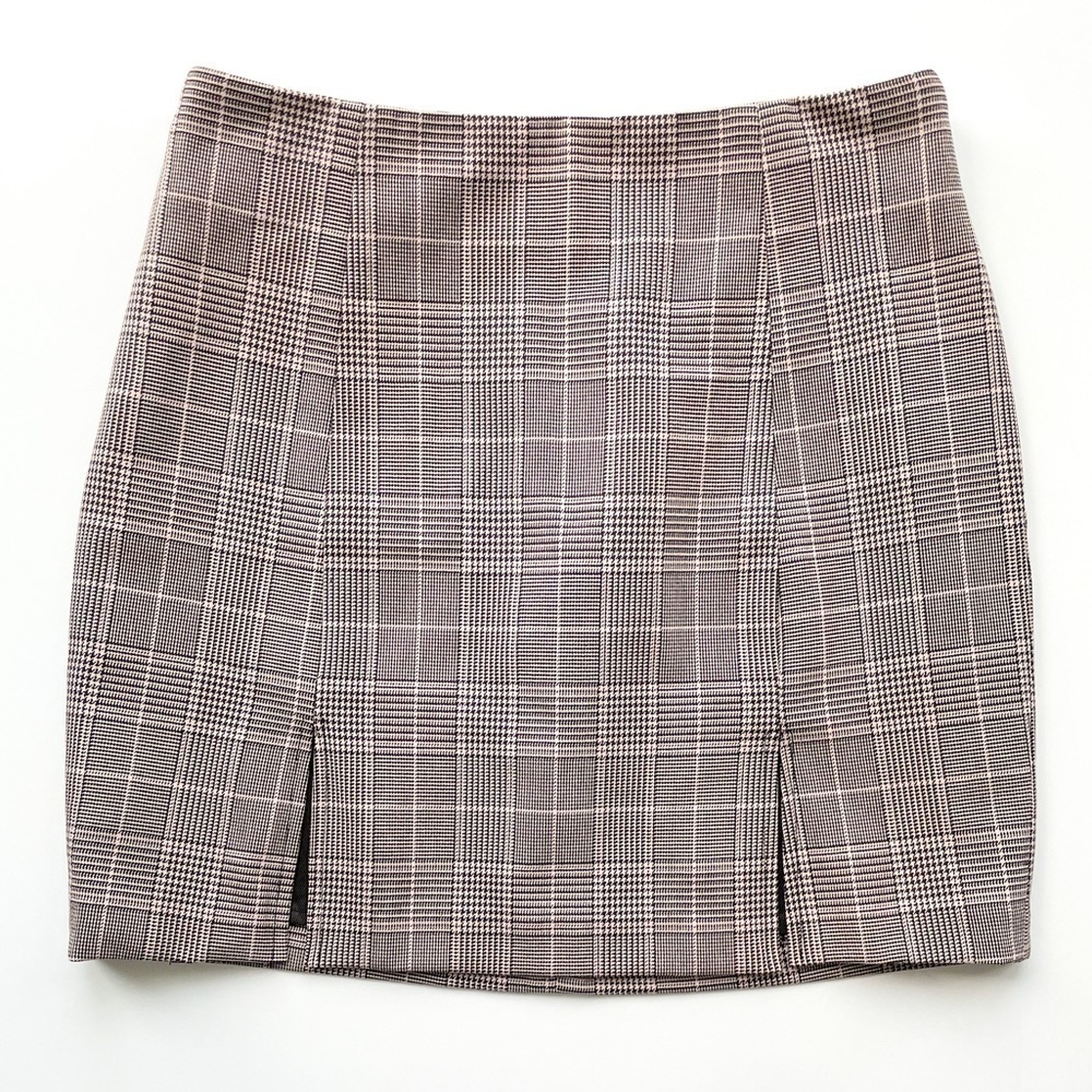 SUNDAY Best Notched Check Mini Skirt